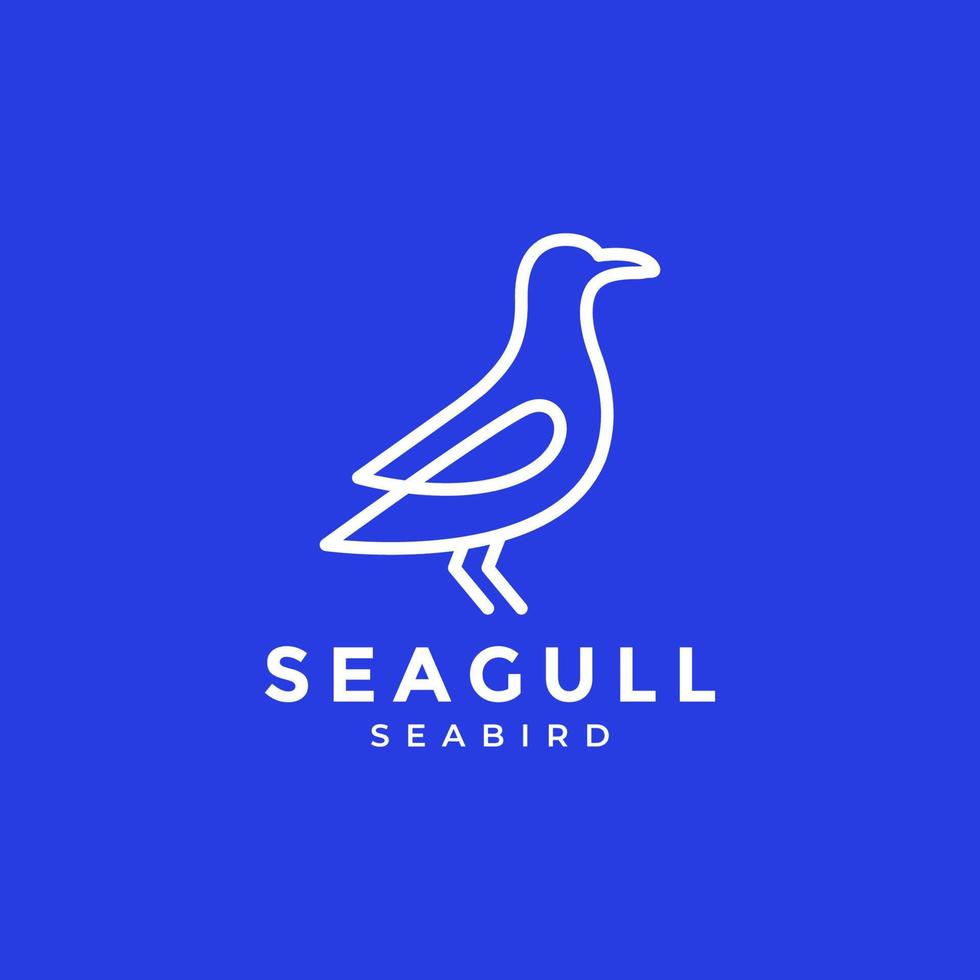 design de logotipo de gaivota de aves marinhas de linhas modernas vetor