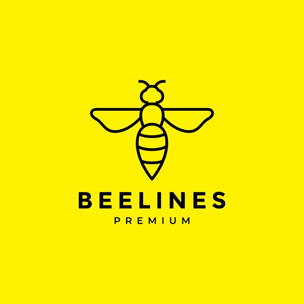 linhas logotipo de abelha de mel minimalista moderno vetor