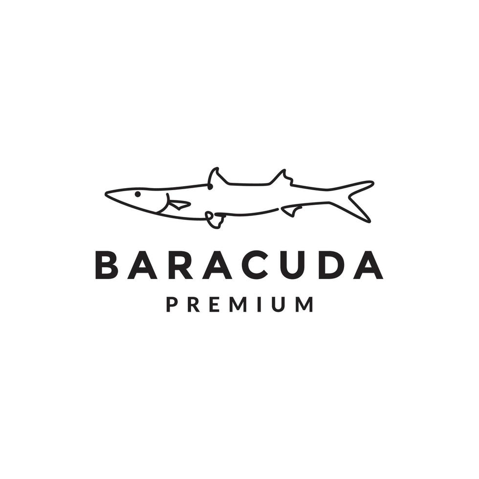 linhas de design de logotipo de barracuda de peixe vetor