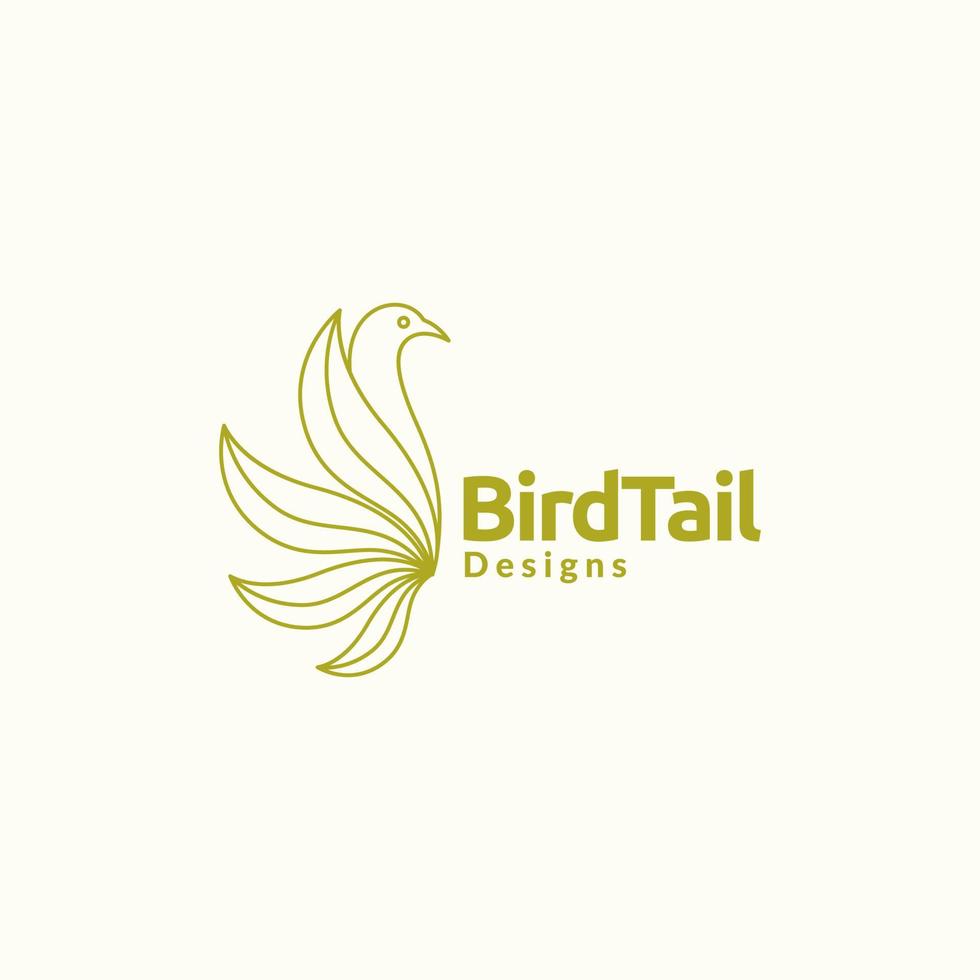 design de logotipo de cauda de folha de arte de pássaro minimalista vetor