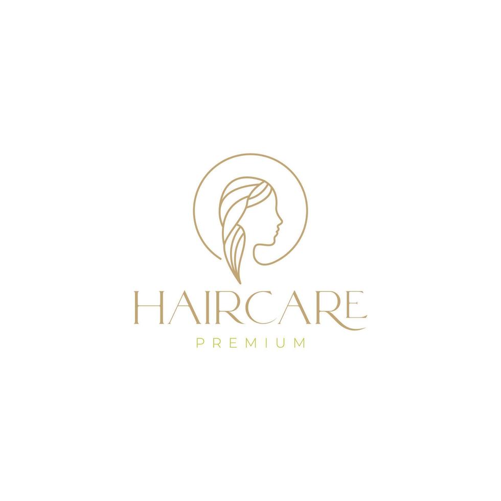 design de logotipo de cuidados com o cabelo feminino feminino vetor