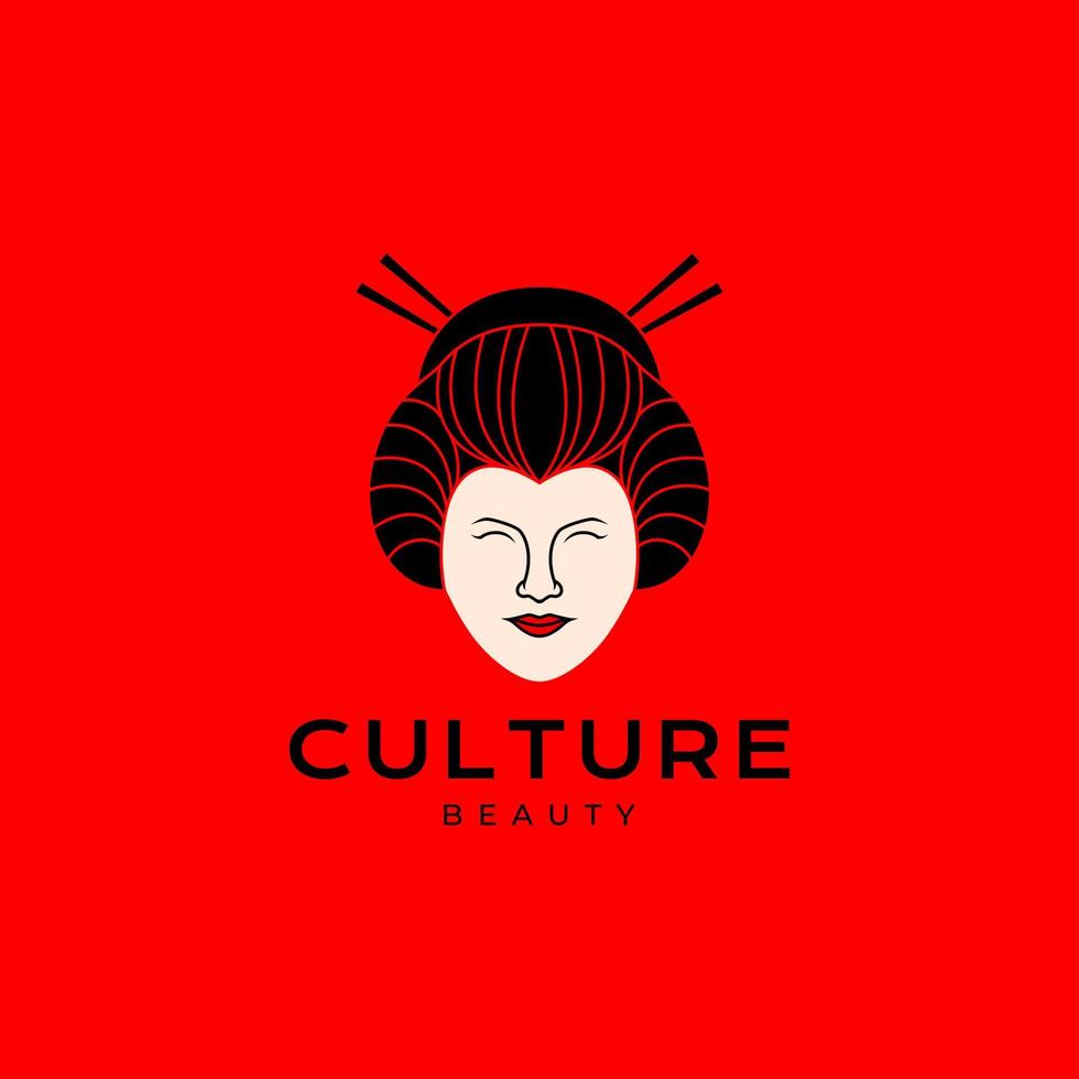 rosto beleza mulher asiática com logotipo de coque de cabelo vetor