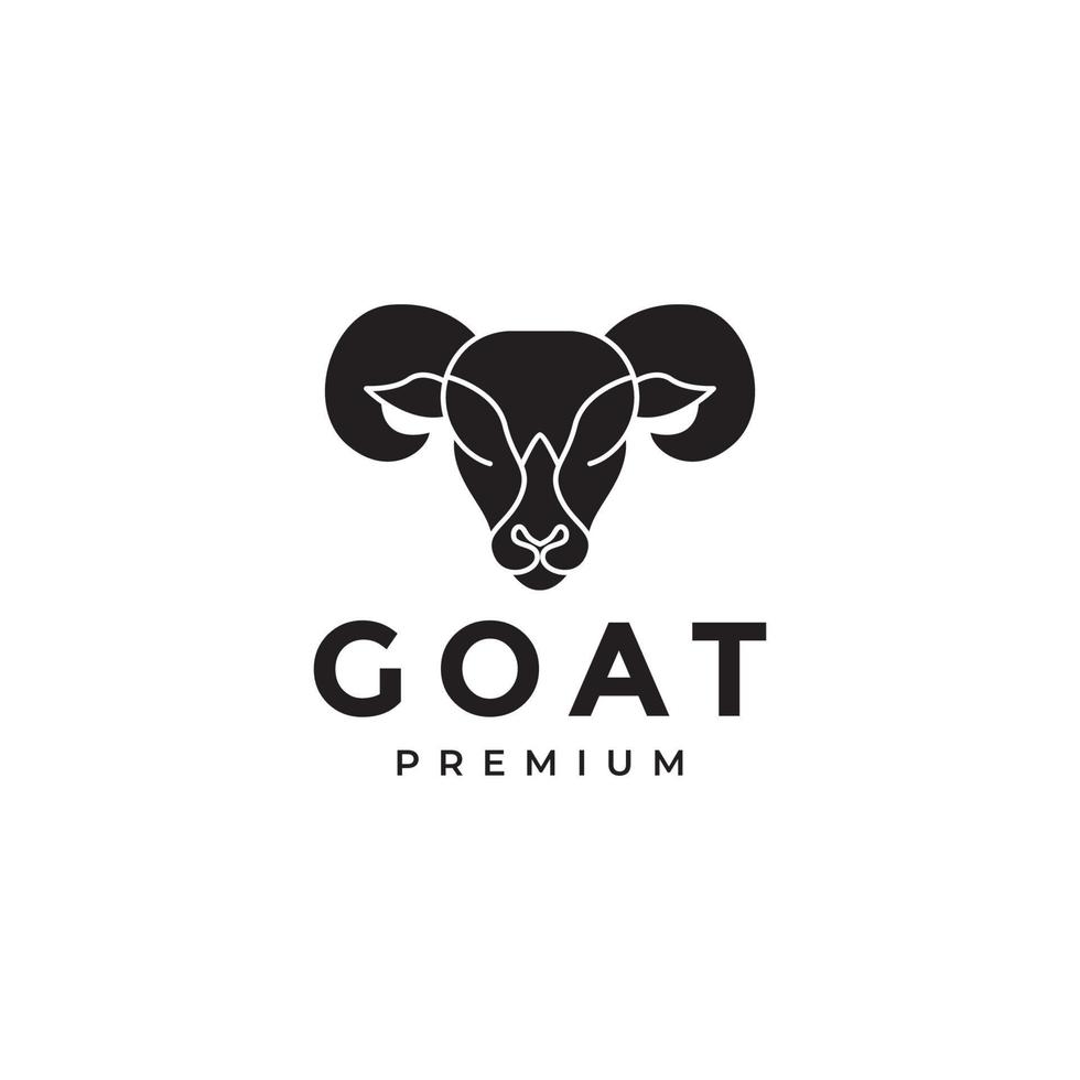 logotipo de chifre grande de cabras de cabeça preta vetor