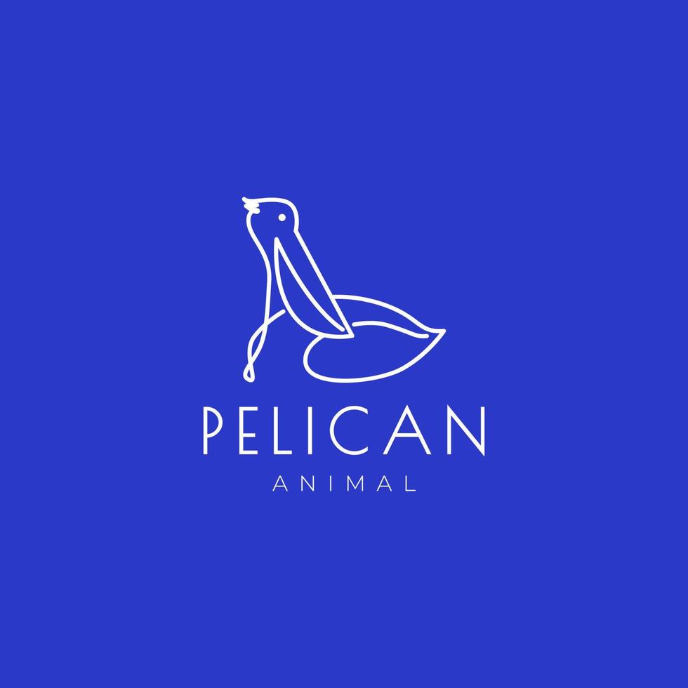 vetor de design de logotipo de pelicano de arte de linhas