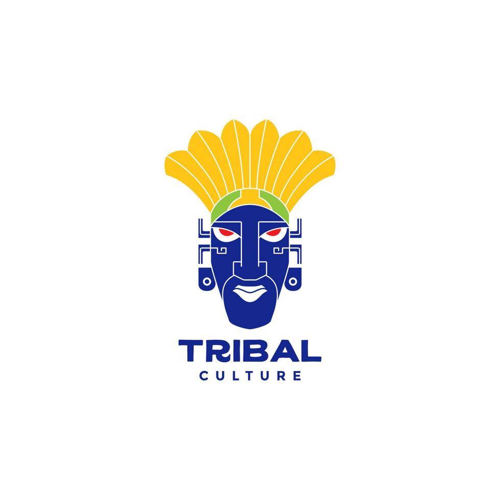 design de logotipo colorido de máscara de cultura tribal vetor