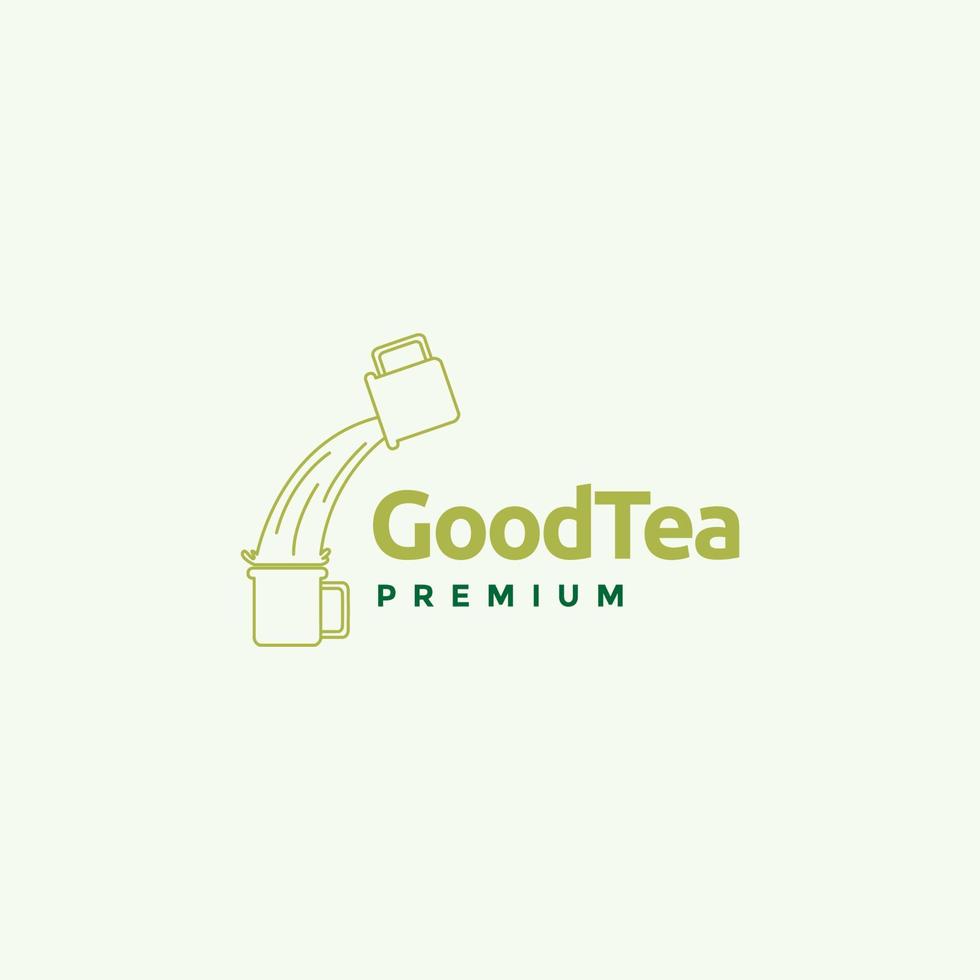 design de logotipo de chá de puxar bebida vetor