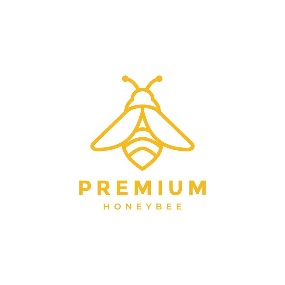 design de logotipo moderno de linha de abelha de mel laranja vetor