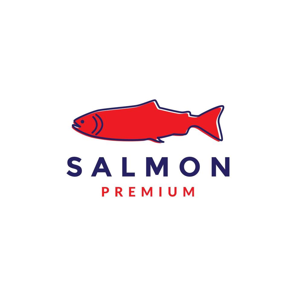 design de logotipo de salmão de peixe colorido vetor