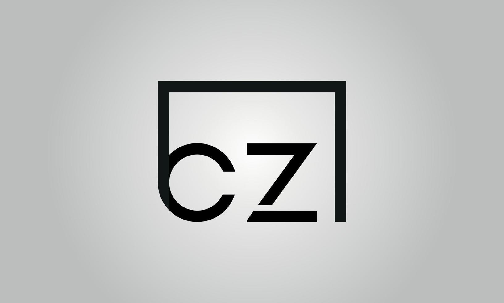 design de logotipo letra cz. cz logotipo com forma quadrada em cores pretas modelo de vetor livre.
