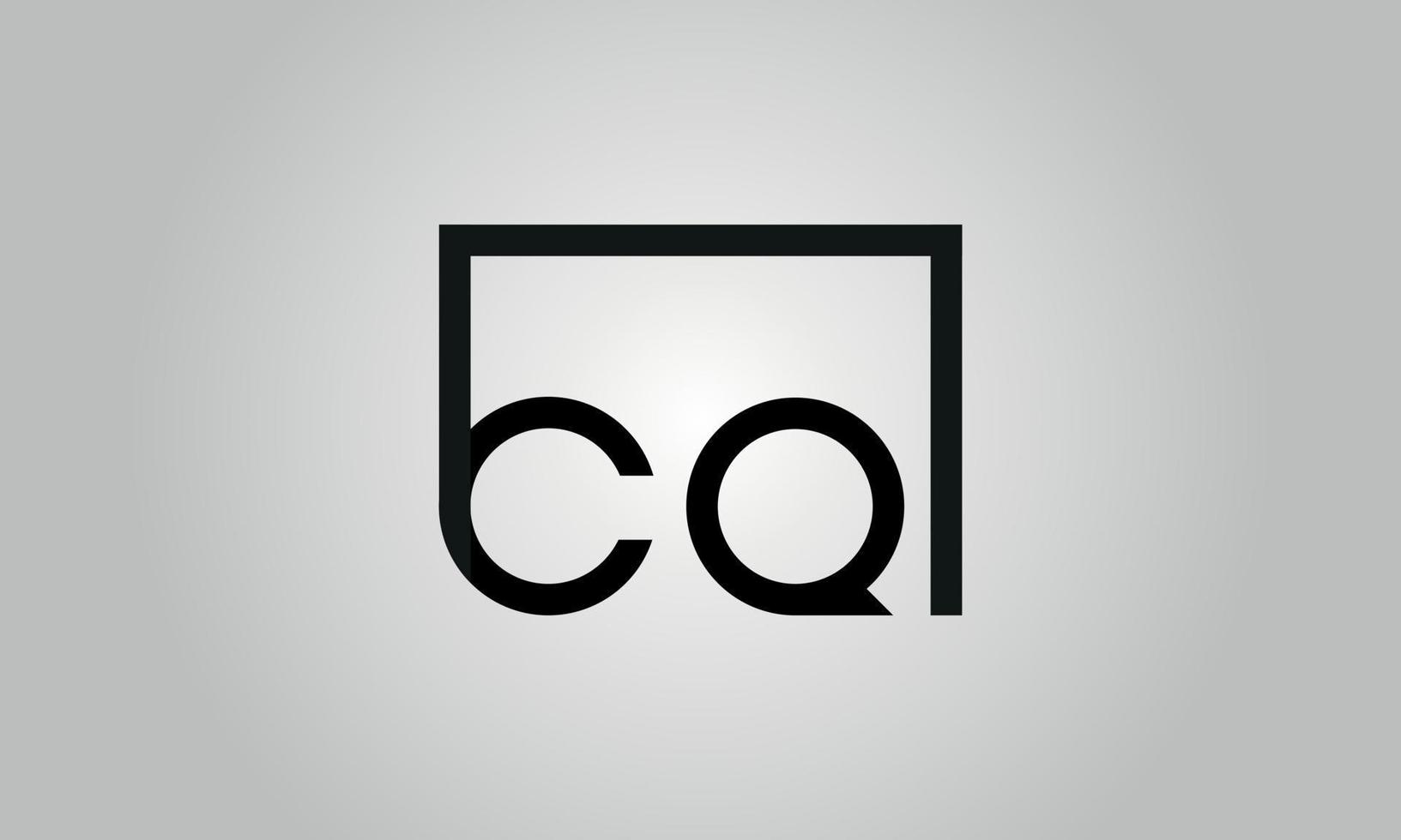 design de logotipo de letra cq. cq logotipo com forma quadrada em cores pretas modelo de vetor livre.