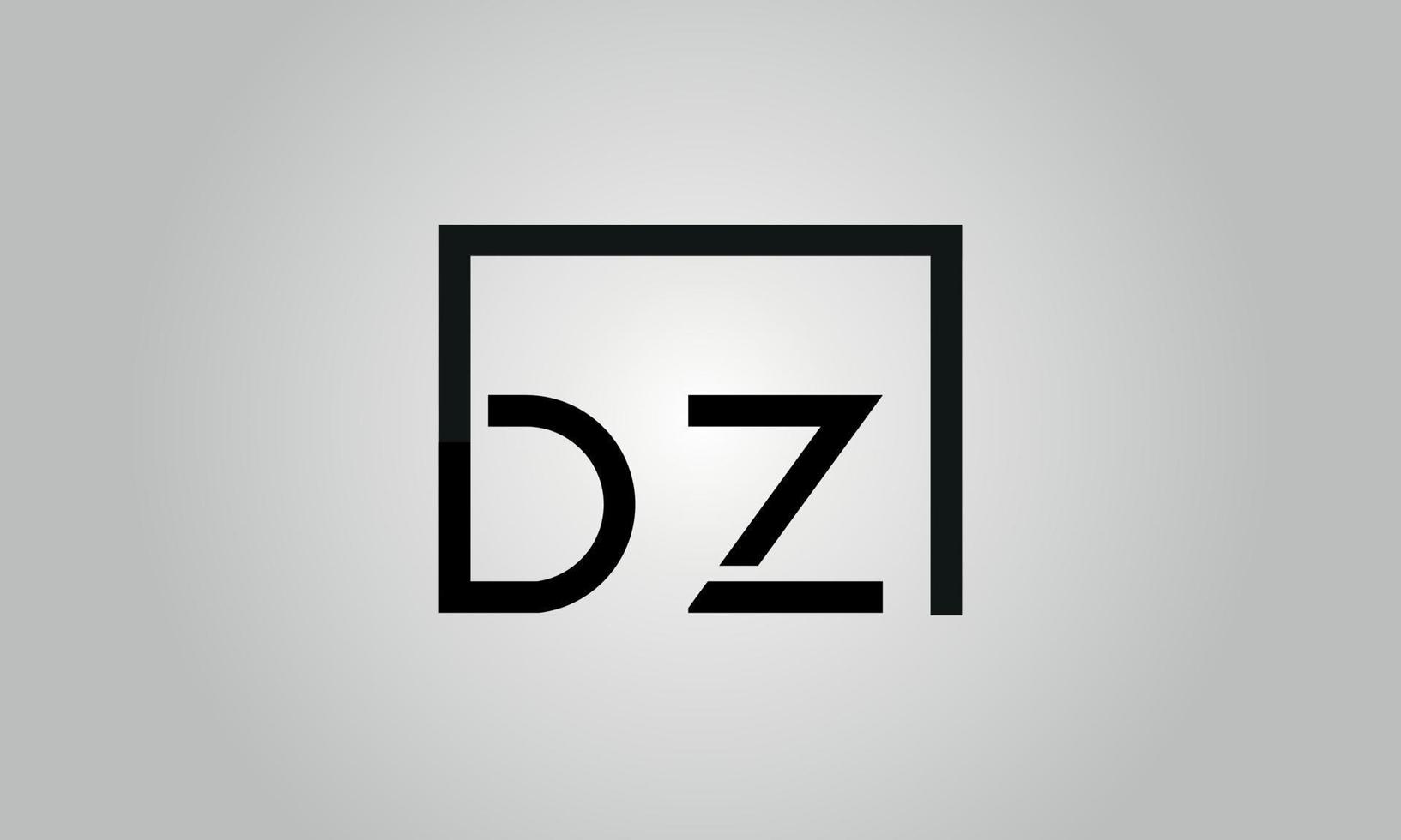 design de logotipo letra dz. dz logotipo com forma quadrada em cores pretas modelo de vetor livre.