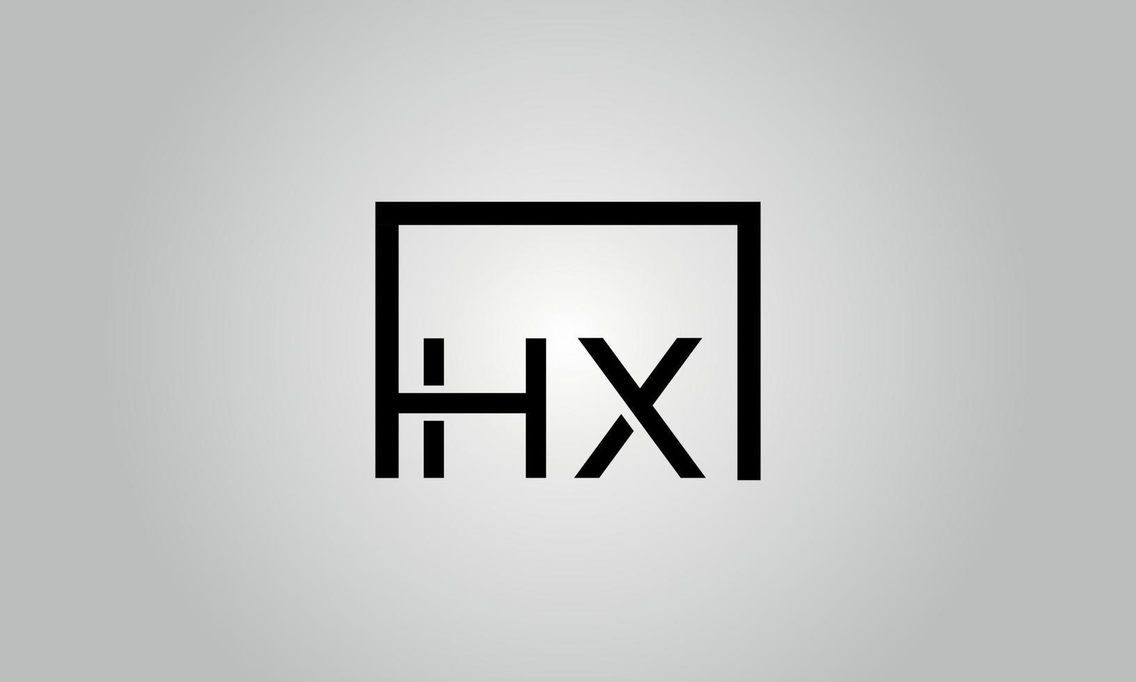 design de logotipo de letra hx. hx logotipo com forma quadrada em cores pretas modelo de vetor livre.