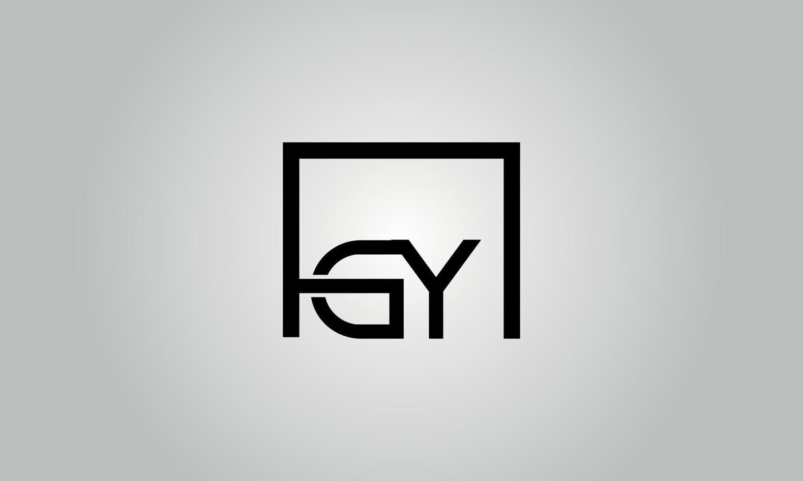 design de logotipo de carta gy. gy logotipo com forma quadrada em cores pretas modelo de vetor livre.