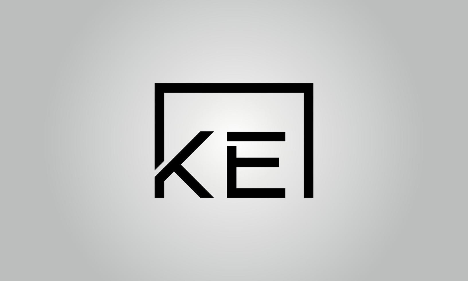 design de logotipo letra ke. ke logotipo com forma quadrada em cores pretas modelo de vetor livre.