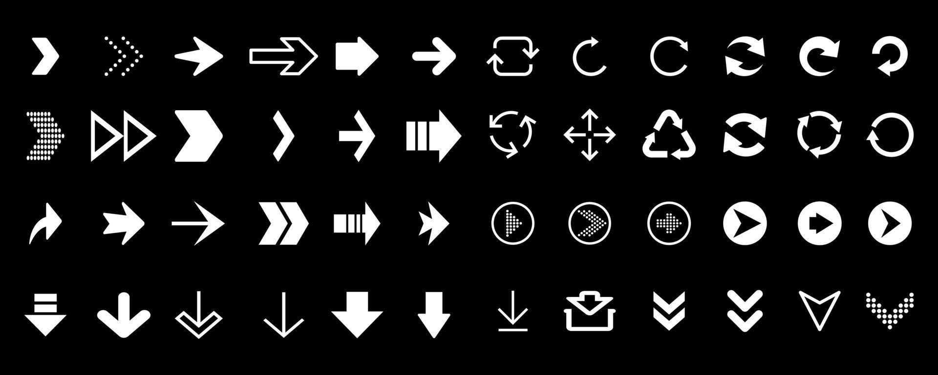 coleção de direções de seta branca e preta vetor