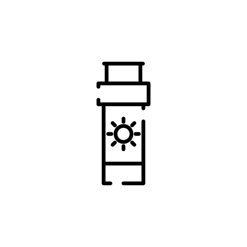 protetor solar, protetor solar, loção, modelo de logotipo de ilustração vetorial de ícone de linha pontilhada de verão. adequado para muitos propósitos. vetor