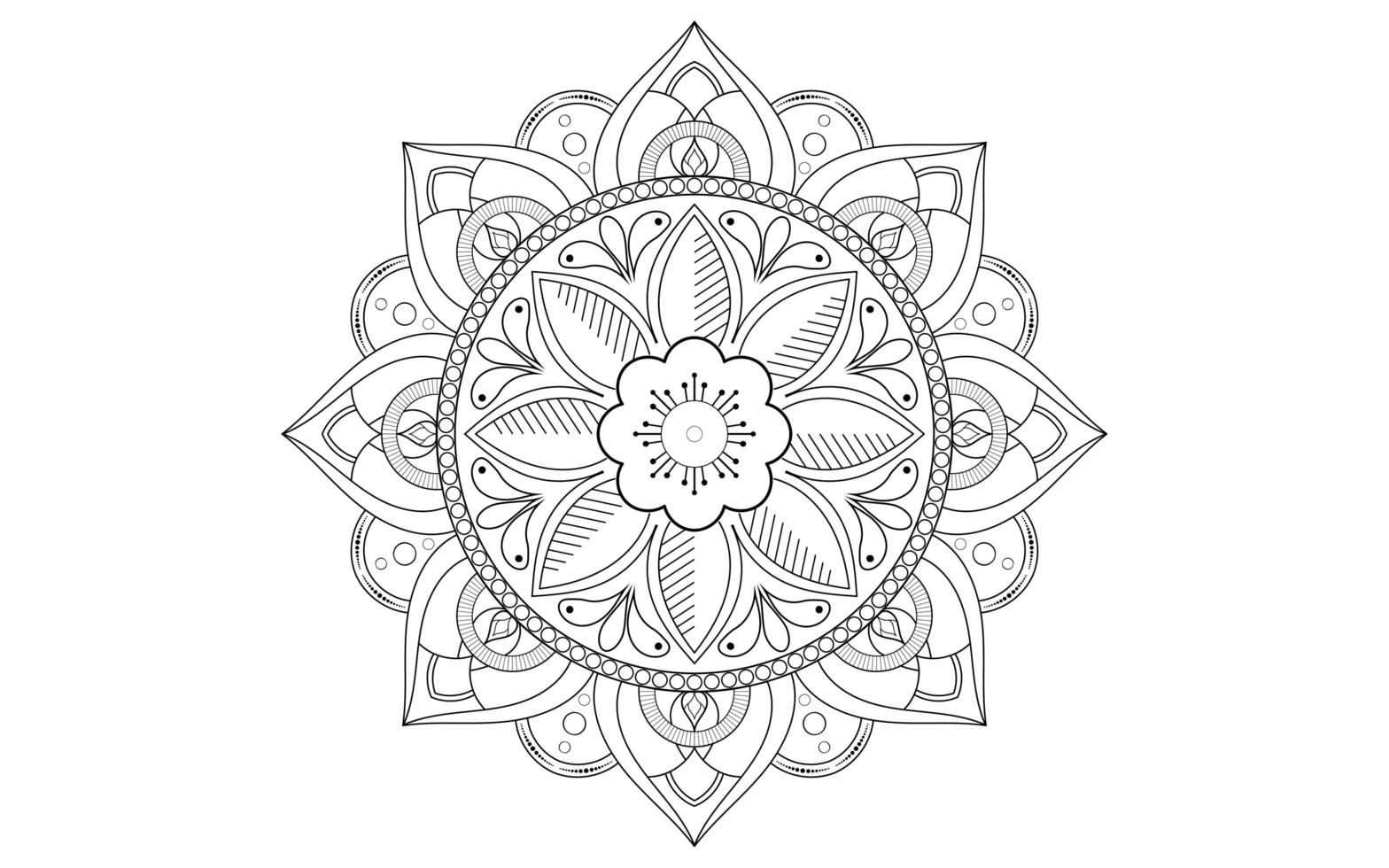 mandala de linha de flor em preto e branco vetor