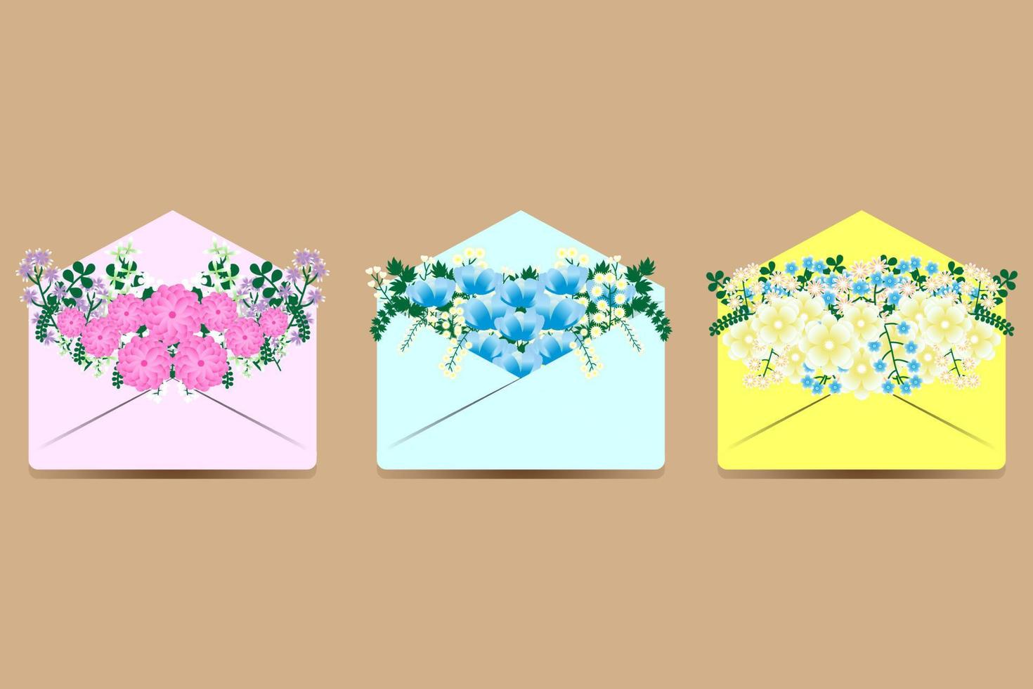 envelope com design de ilustração de flores que parece bonito e elegante vetor