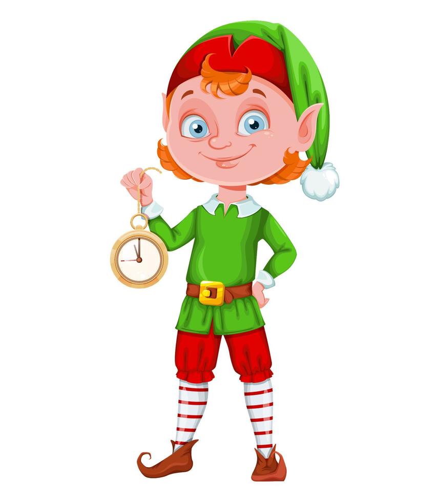 personagem de desenho animado de duende de natal fofo vetor