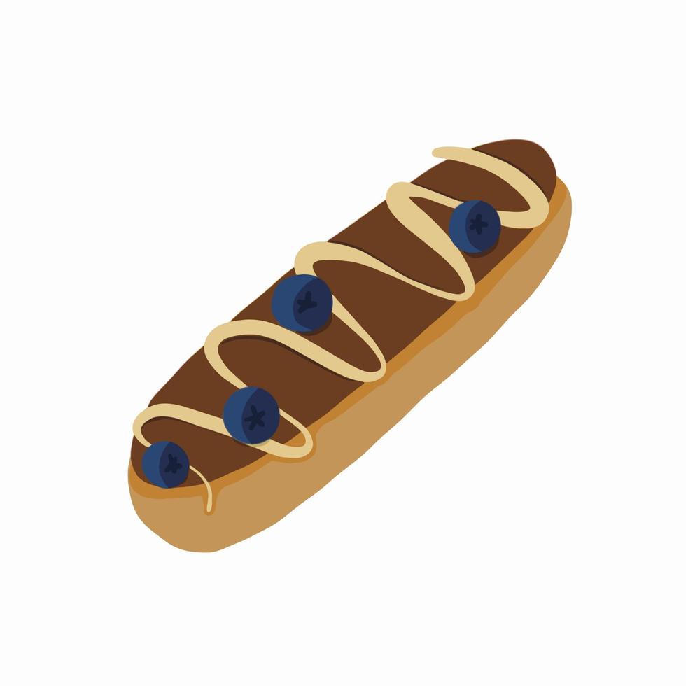 vetor de desenhos animados de ícone de eclair de chocolate. comida de sobremesa. confeitaria
