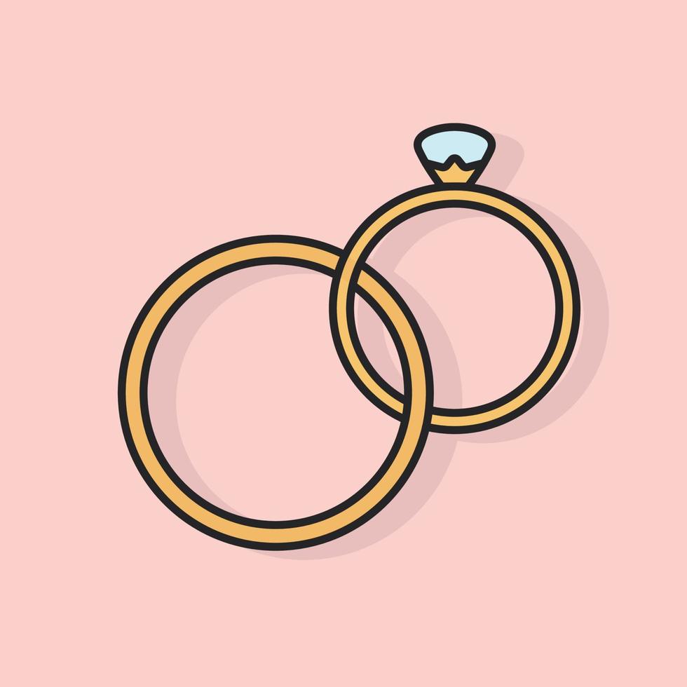 ícone de linha de anéis em rosa. símbolo colorido do casamento. ilustração vetorial vetor