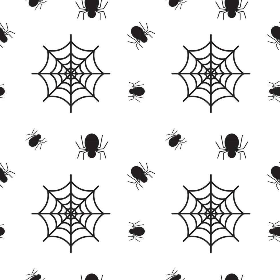 textura de aranha preta e teia de aranha sobre fundo de cor branca. modelo de design de padrão sem emenda. ilustração vetorial de tema de cor monocromática vetor