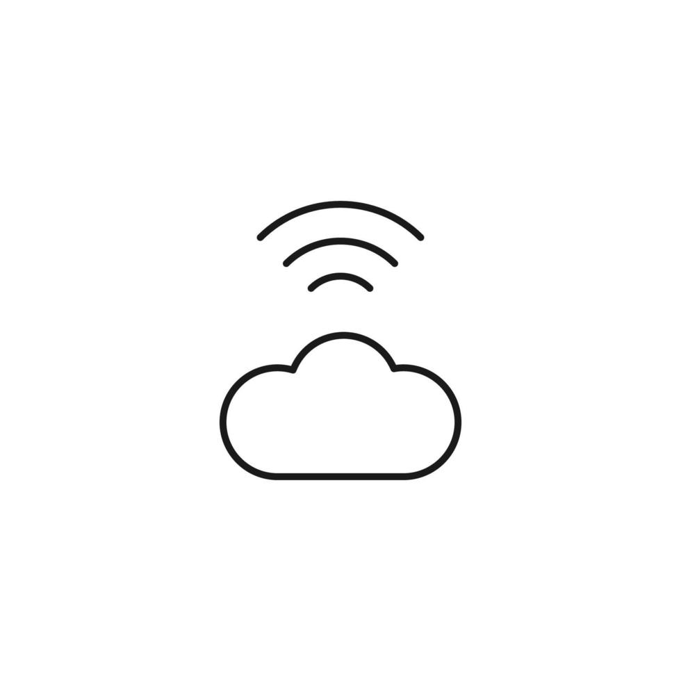 sinal de vetor adequado para sites, aplicativos, artigos, lojas etc. ilustração monocromática simples e curso editável. ícone de linha de ondas de internet sobre nuvem