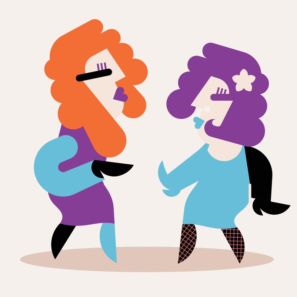 ilustração vetorial de duas mulheres dançando vetor