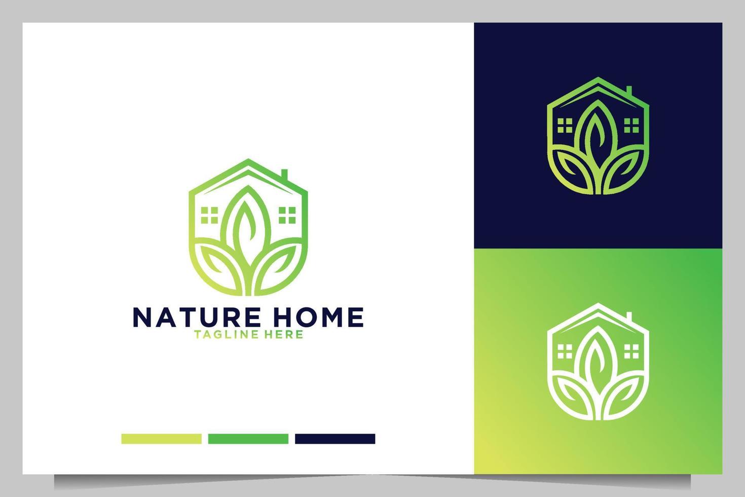 design de logotipo de imóveis em casa natureza vetor