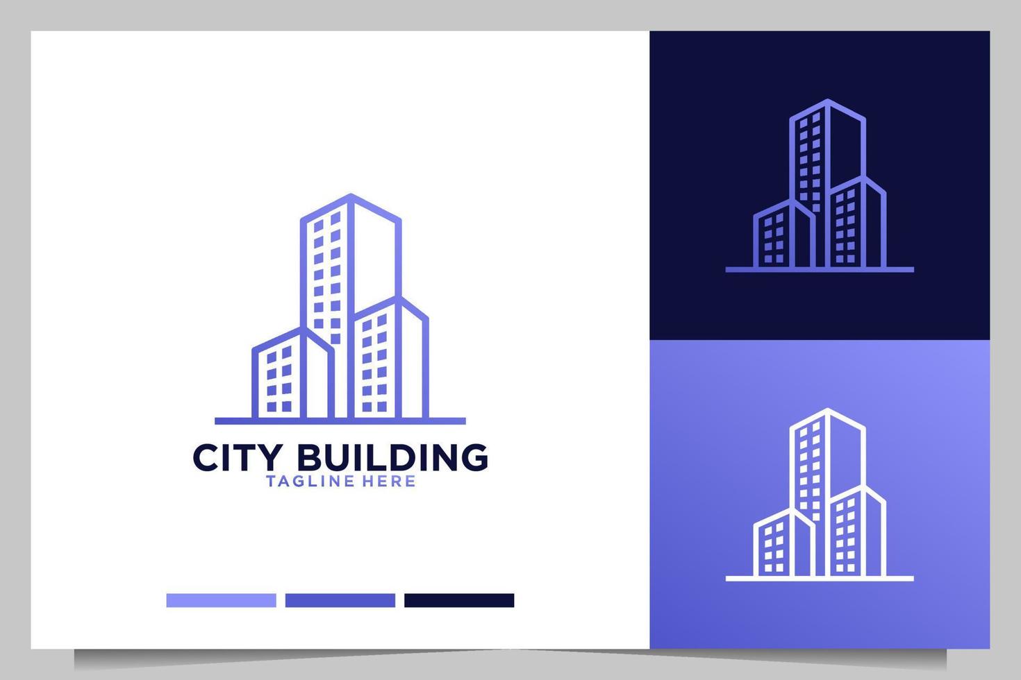 design de logotipo de arte de linha de construção de cidade vetor