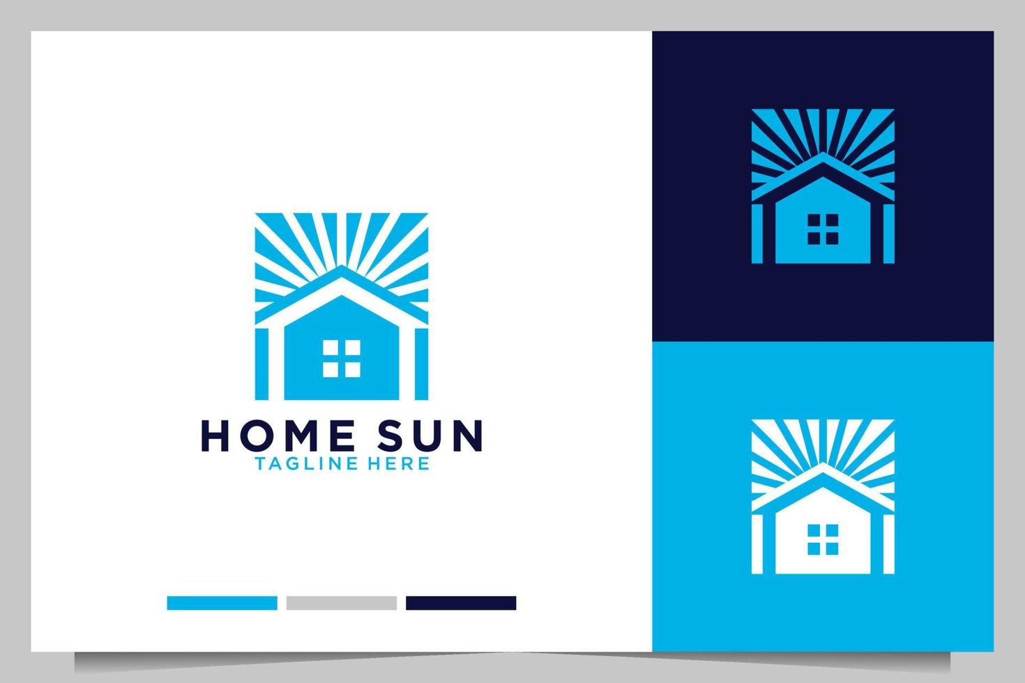 imóveis em casa com design de logotipo moderno sol vetor