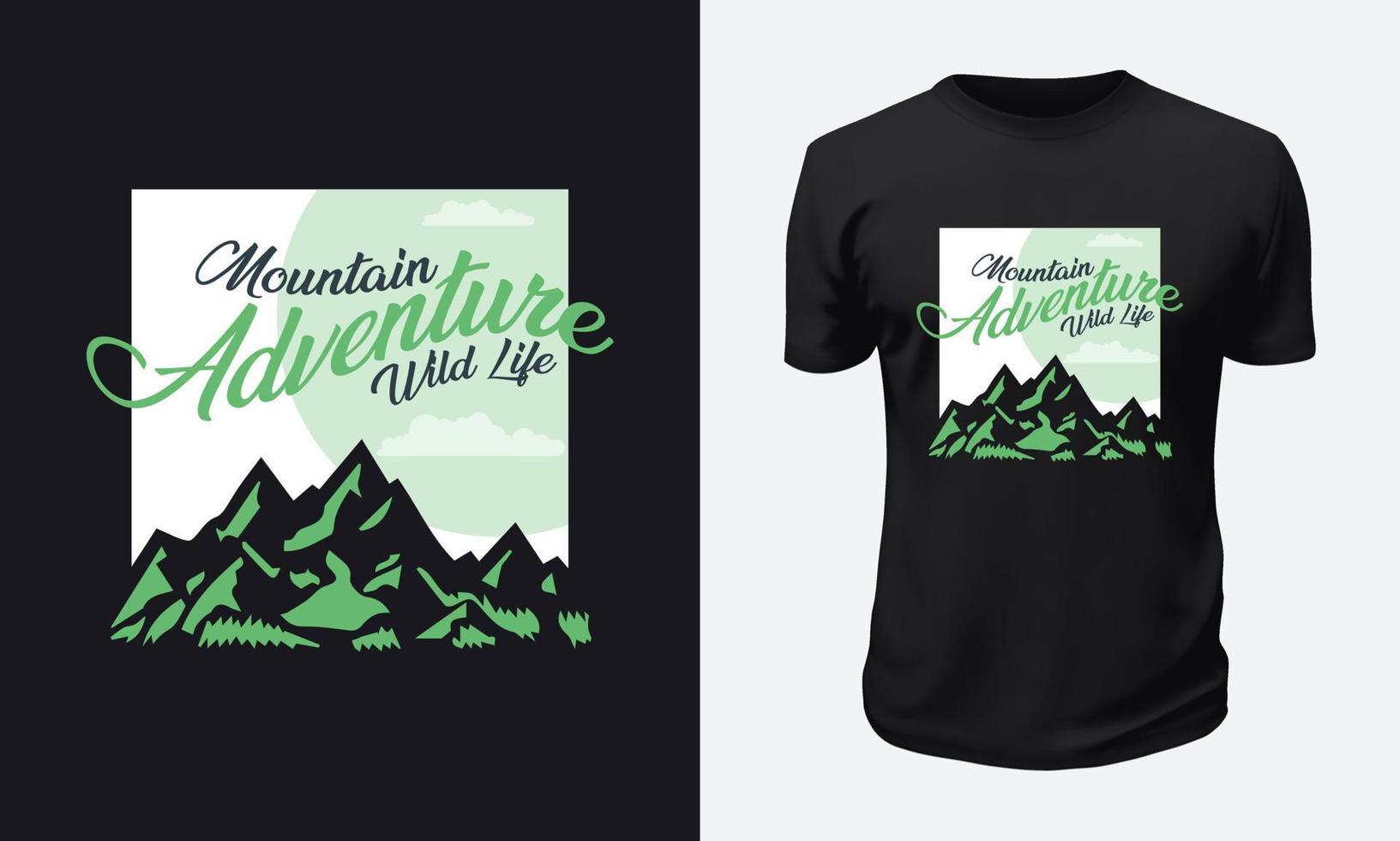 design de camiseta de montanha ao ar livre vetor