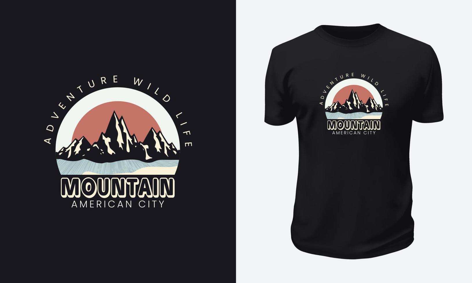 design de camiseta de montanha ao ar livre vetor