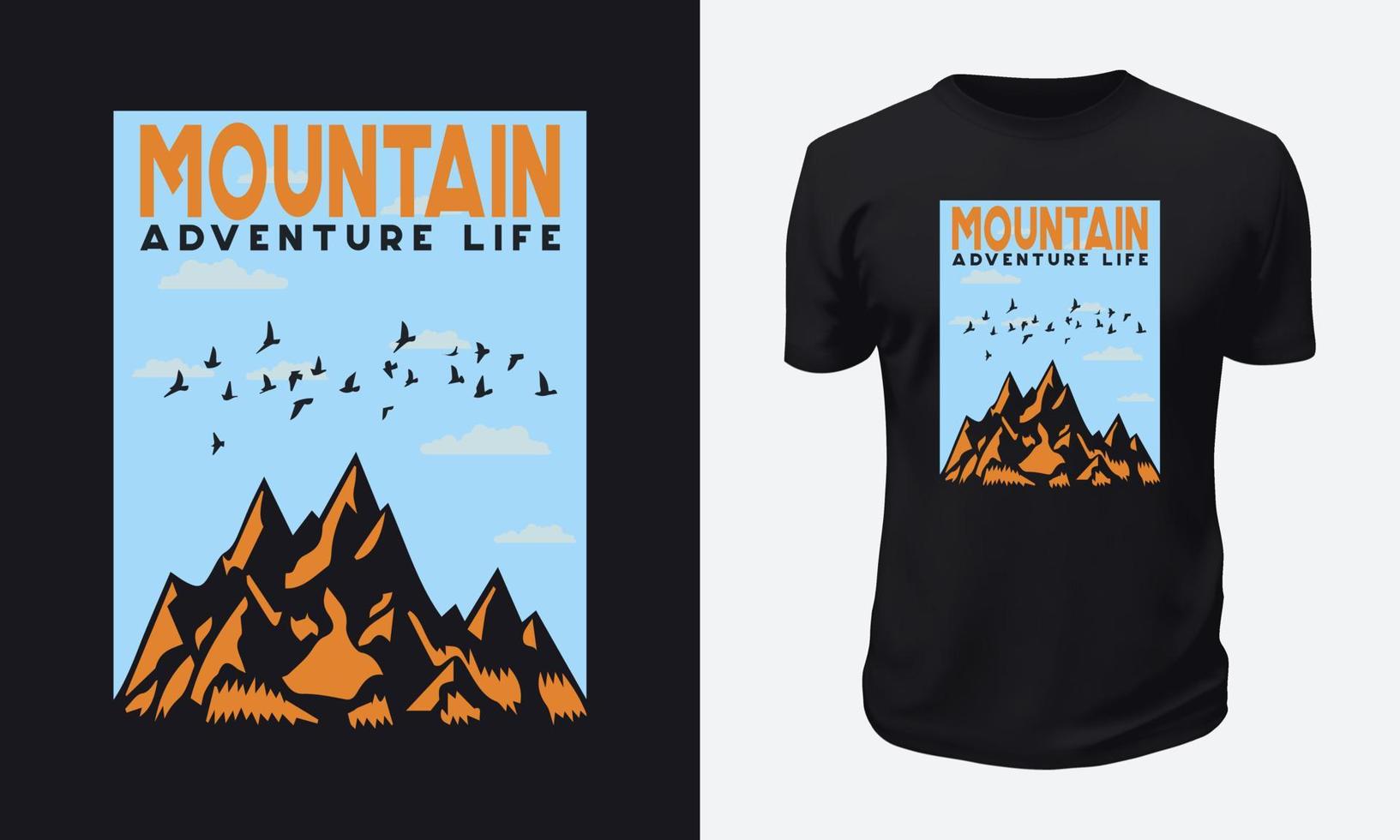 design de camiseta de montanha ao ar livre vetor