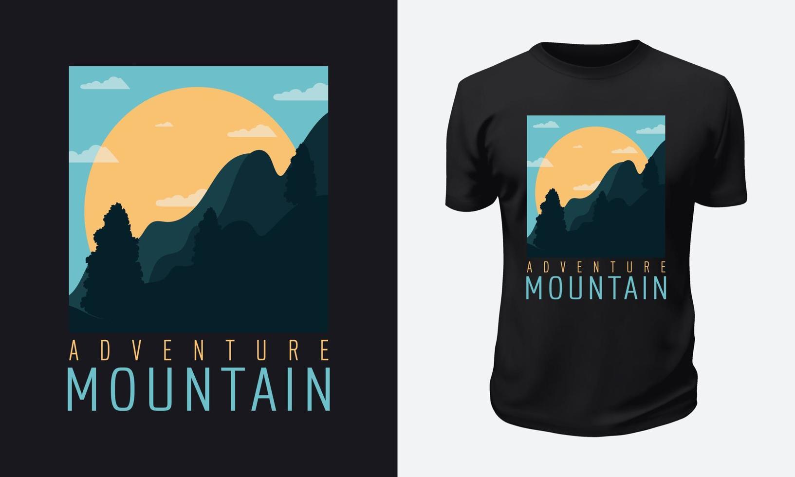 design de camiseta de montanha ao ar livre vetor