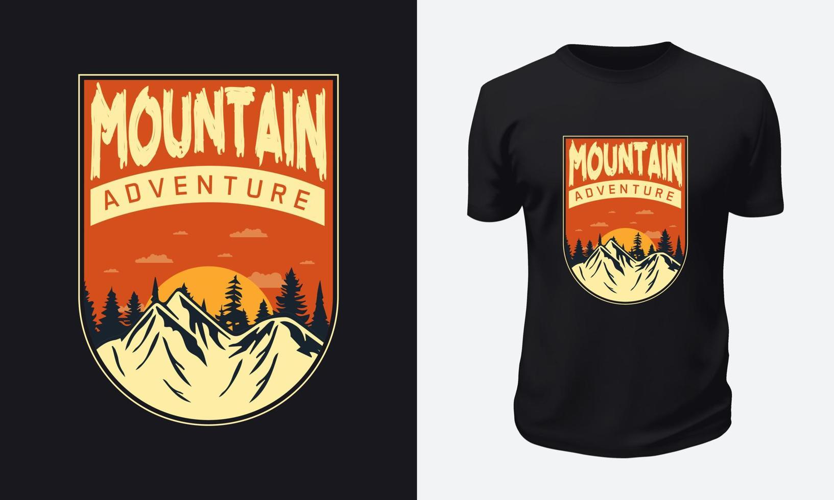 design de camiseta de montanha ao ar livre vetor