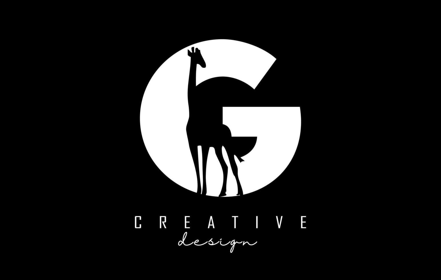 ilustração em vetor de letra abstrata g com corte de forma de girafa.
