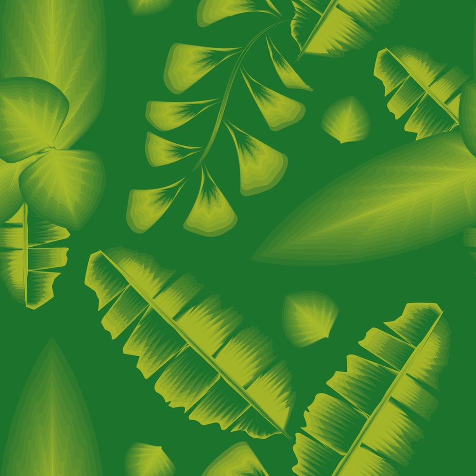 padrão sem emenda de vetor com folhas de plantas tropicais monocromáticas verdes em fundo pastel. design de fundo botânico exótico para têxteis. camisa estilo havaiano. melhor como papel de embrulho ou papel de parede