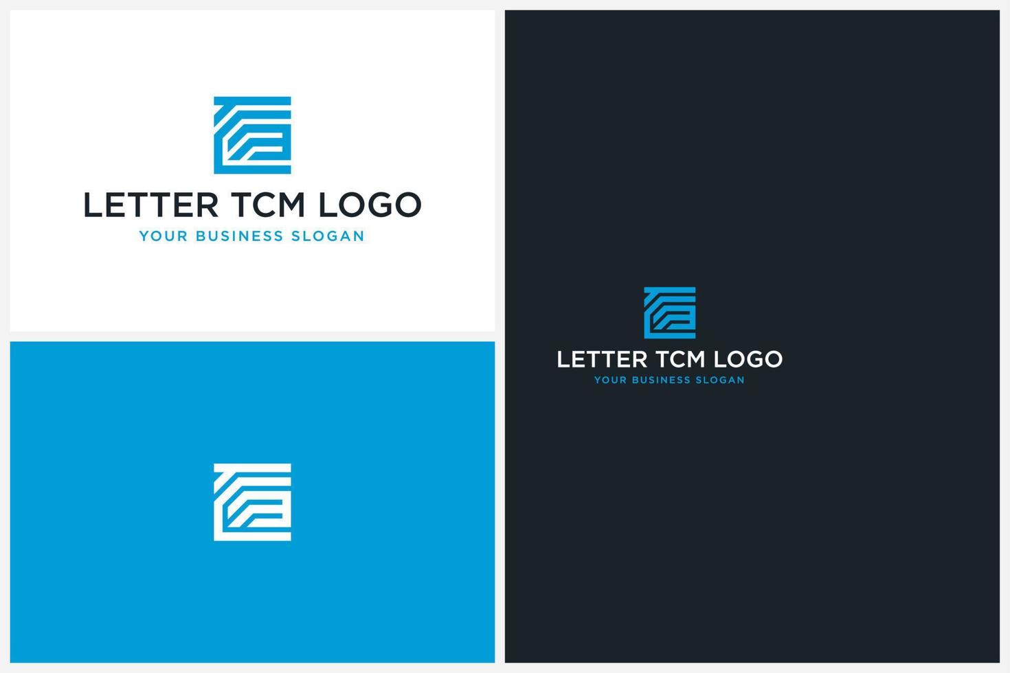 design de logotipo de carta tcm vetor