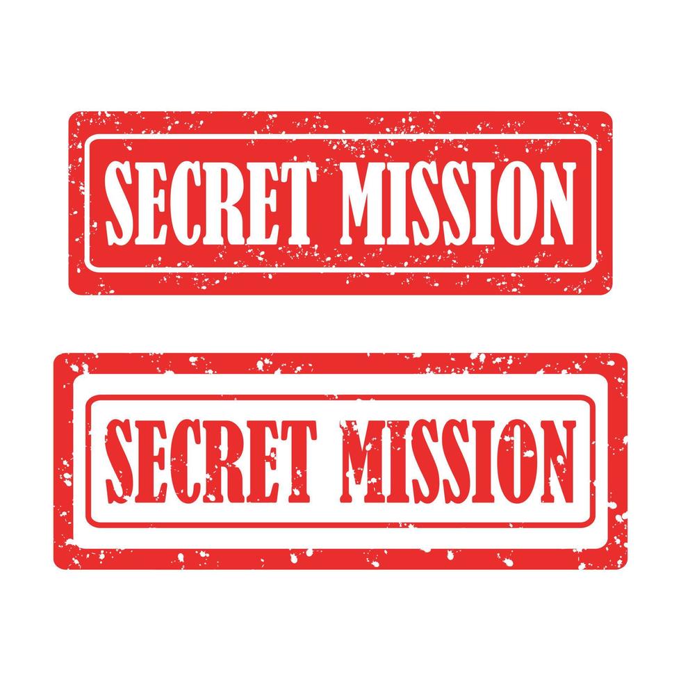 texto de selo vermelho de missão secreta em fundo branco vetor