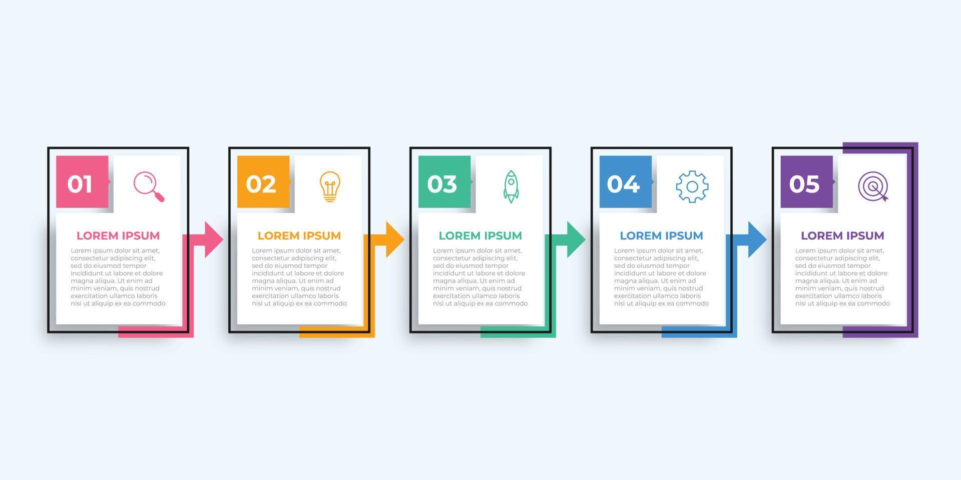 apresentação modelo de infográfico de negócios com 5 opções vetor