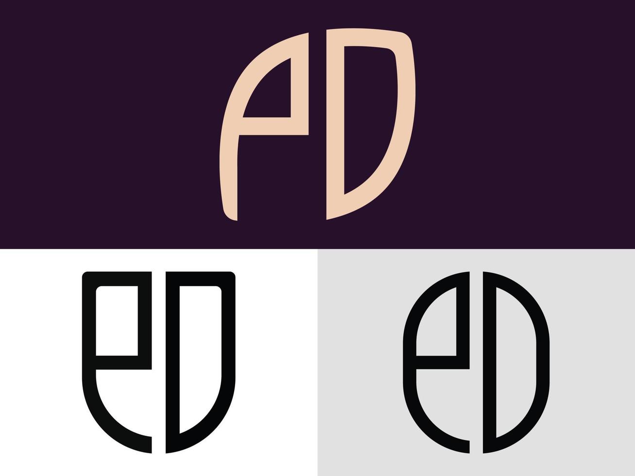 pacote de designs de logotipo de pd de letras iniciais criativas. vetor