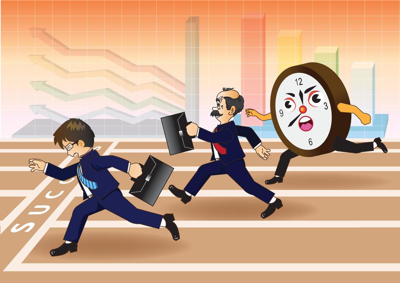 ilustração do empresário correndo uma corrida contra o tempo vetor