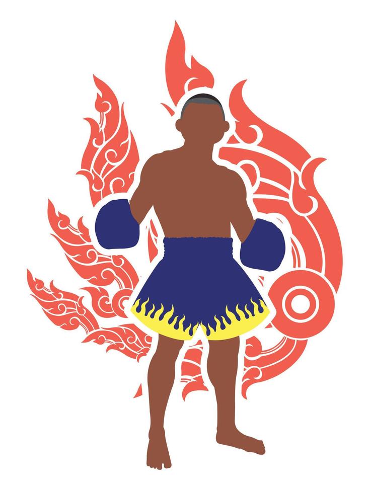 boxer tailandês e fundo de arte tailandesa vetor