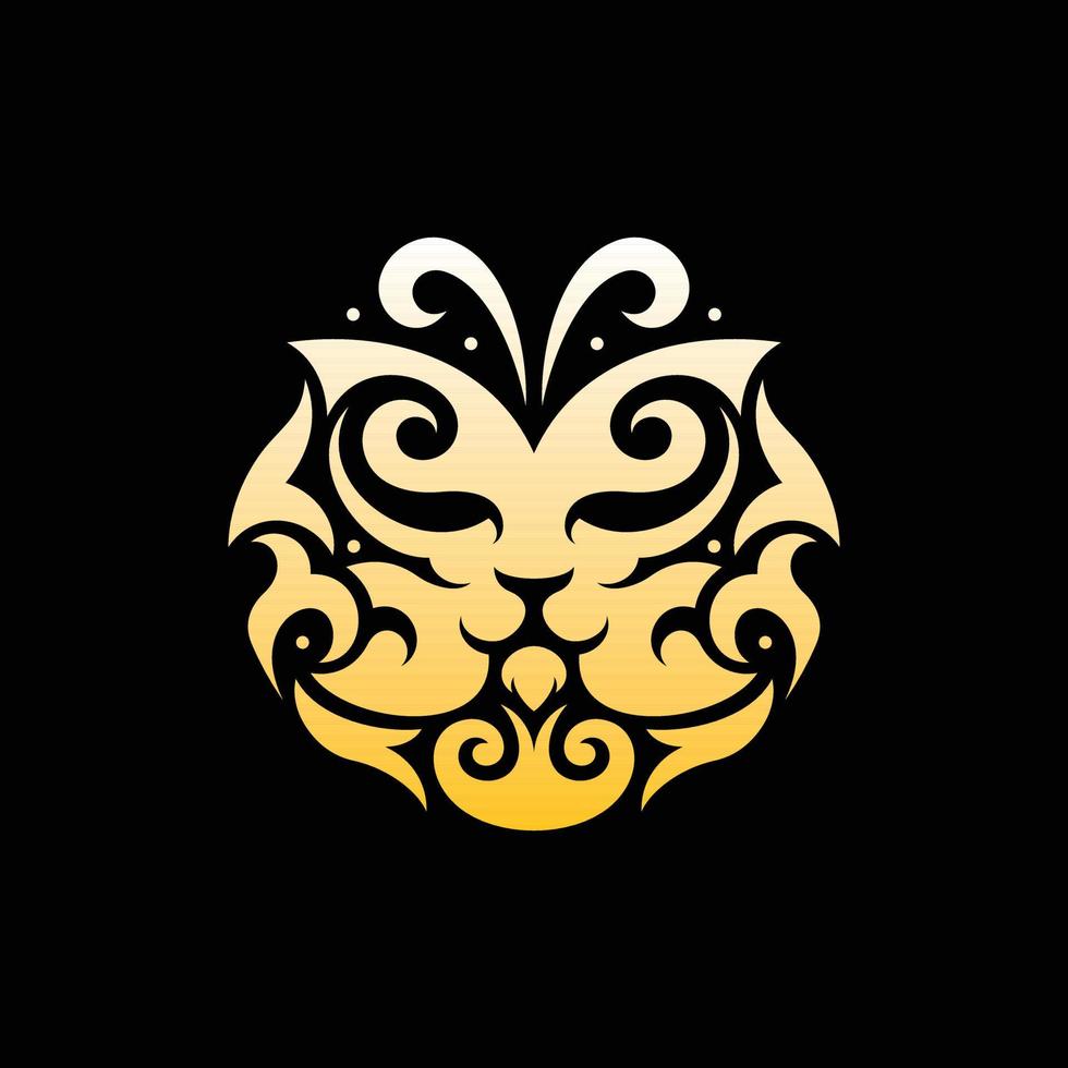 logotipo de luxo de ornamento de leão borboleta vetor