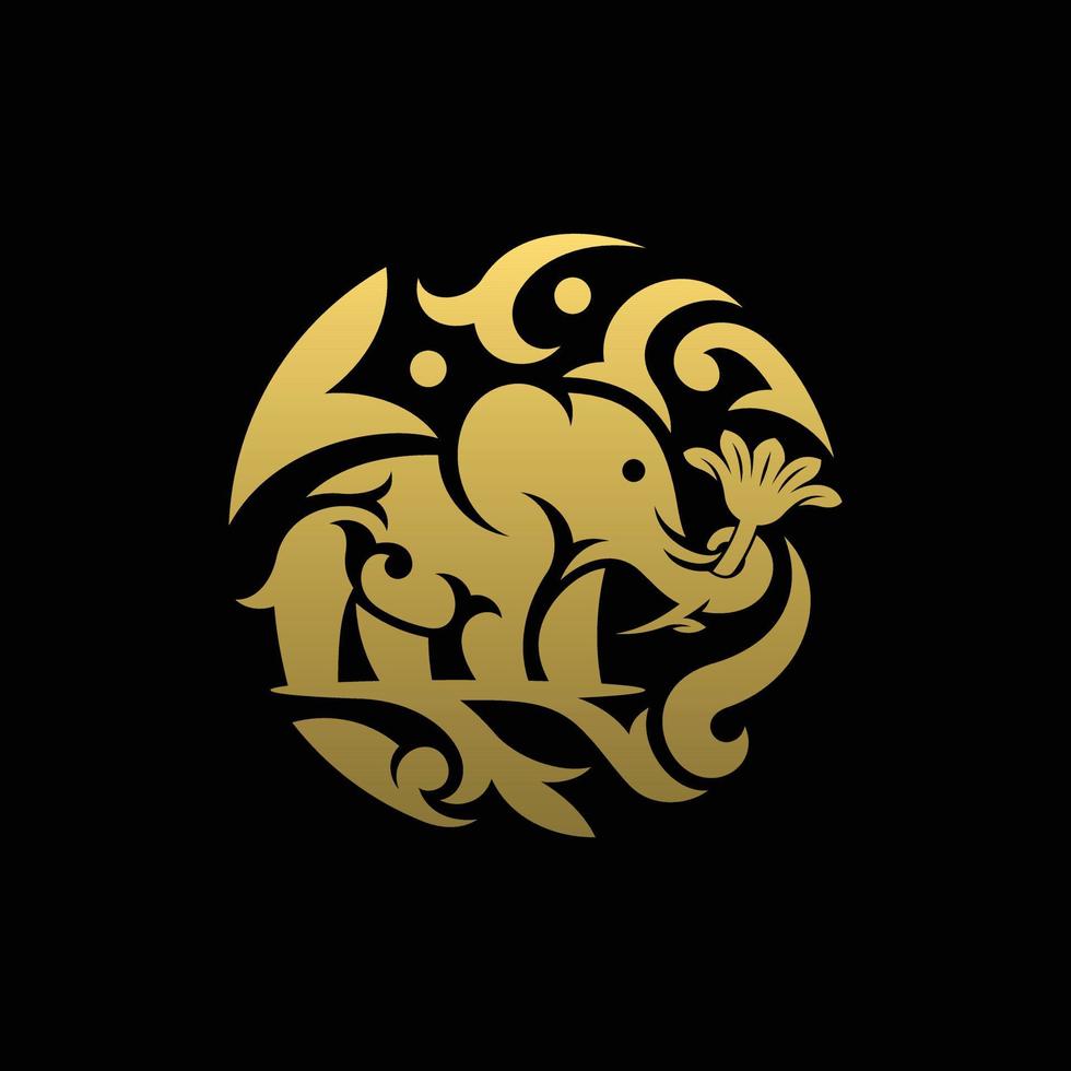 logotipo de animal de luxo de ornamento de elefante vetor