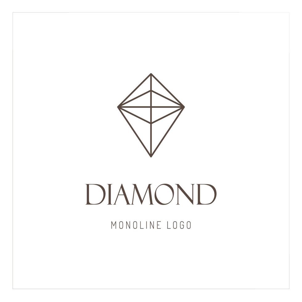 linha arte diamante logotipo vector design. emblema de diamante monoline abstrato, conceito de design. modelo de vetor de ícone de logotipo de diamante de geometria