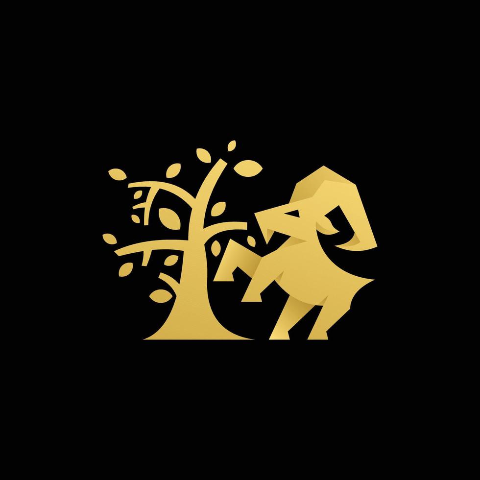 logotipo de ilustração de animais selvagens de cabra de árvore vetor