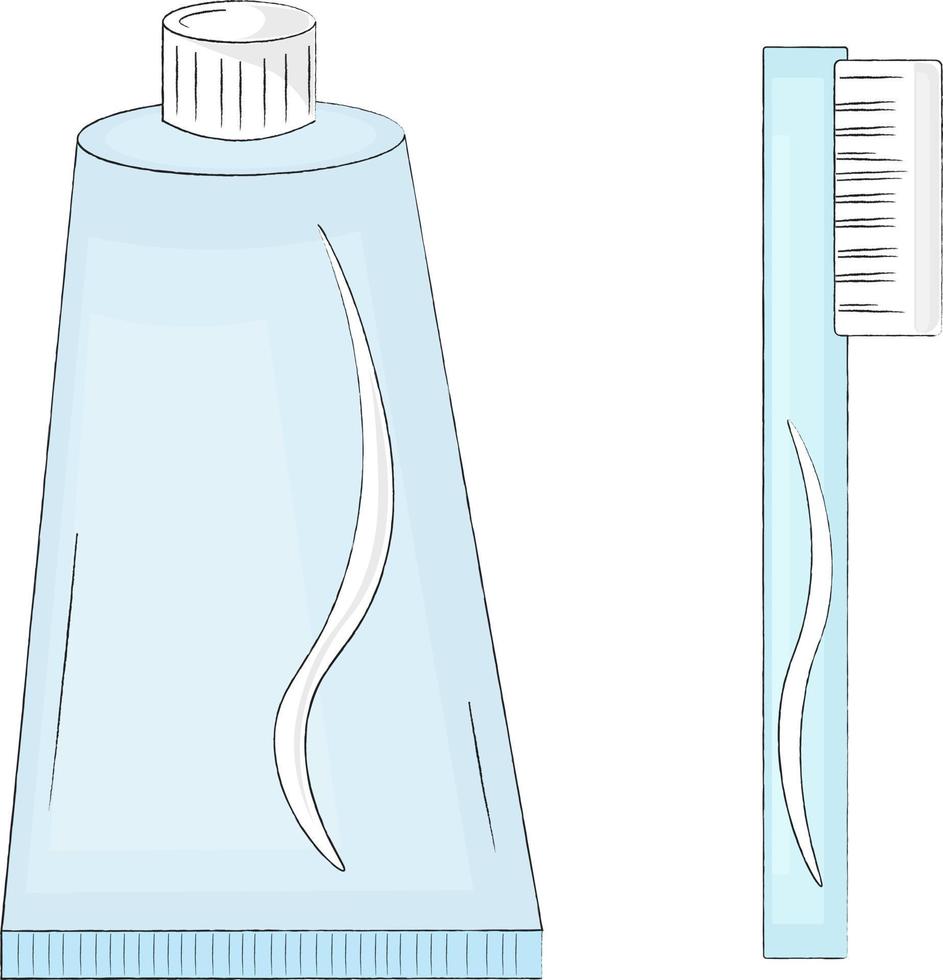 ilustração de uma escova de dentes e creme dental vetor