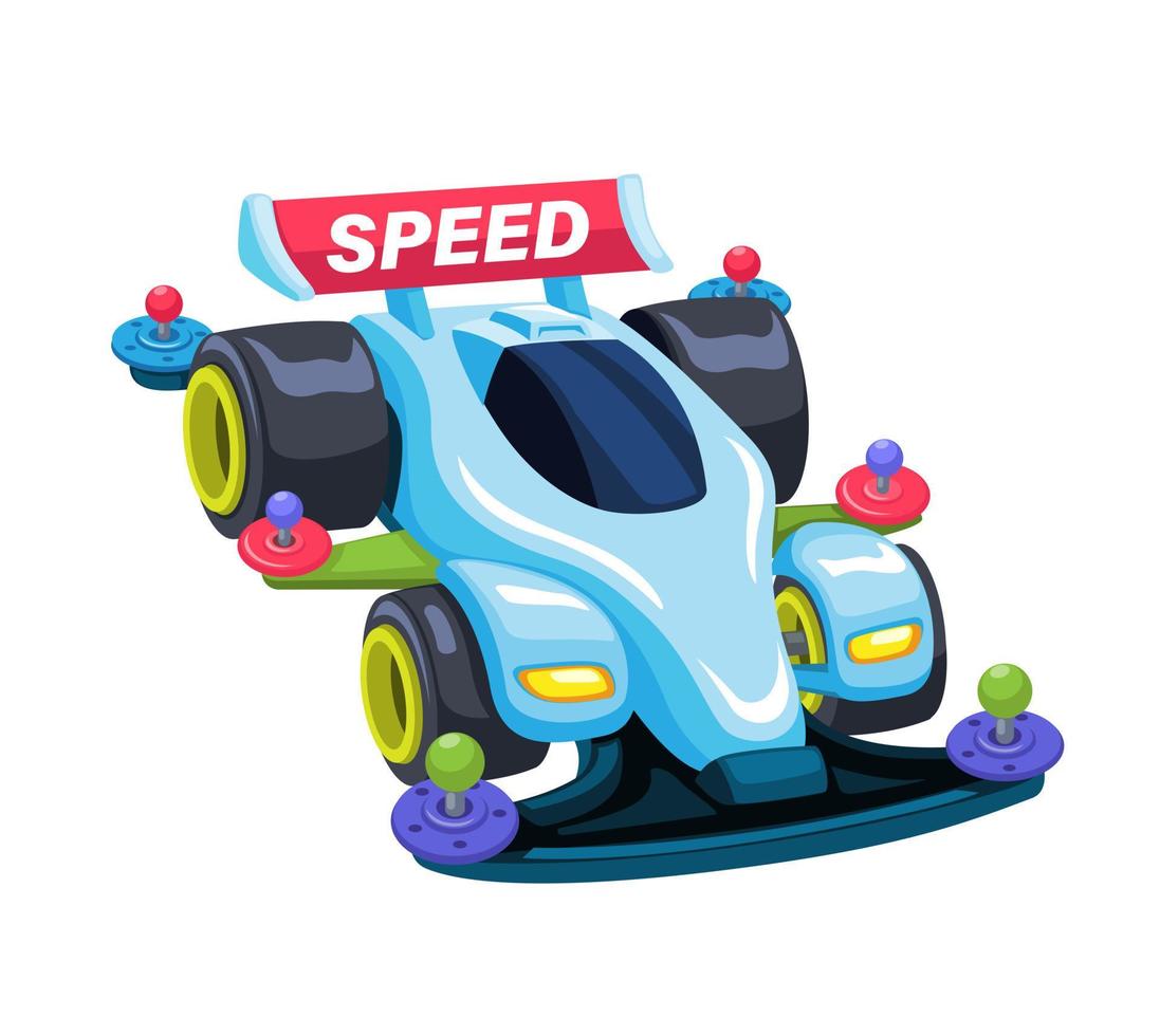 mini brinquedo de carro 4wd. vetor de ilustração dos desenhos animados de símbolo de competição de corrida